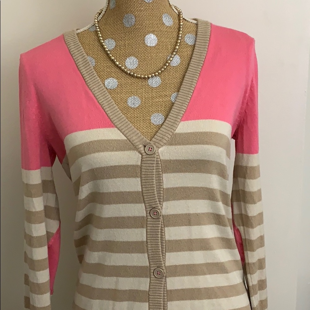Stripe Button Down Cardigan - Picture 1 of 4